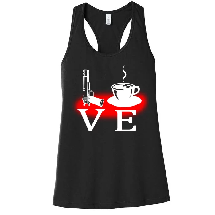 Love Coffee And Guns Women's Racerback Tank