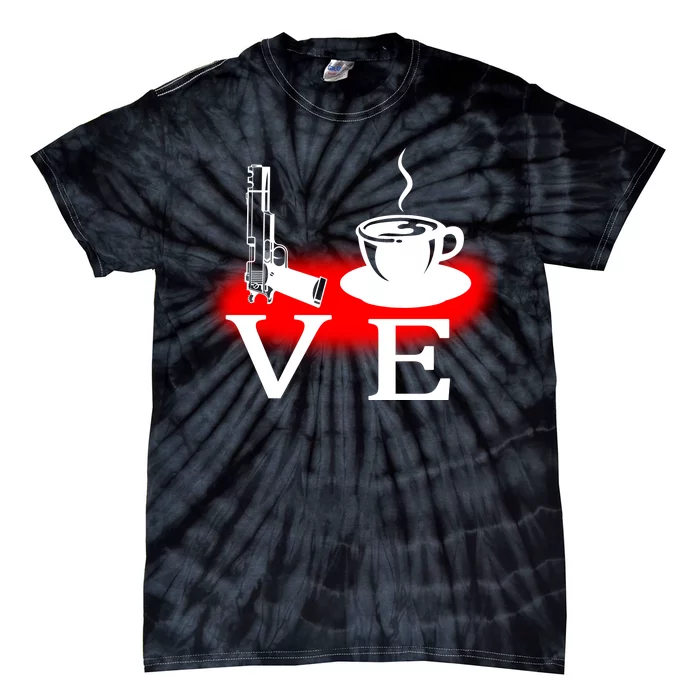 Love Coffee And Guns Tie-Dye T-Shirt