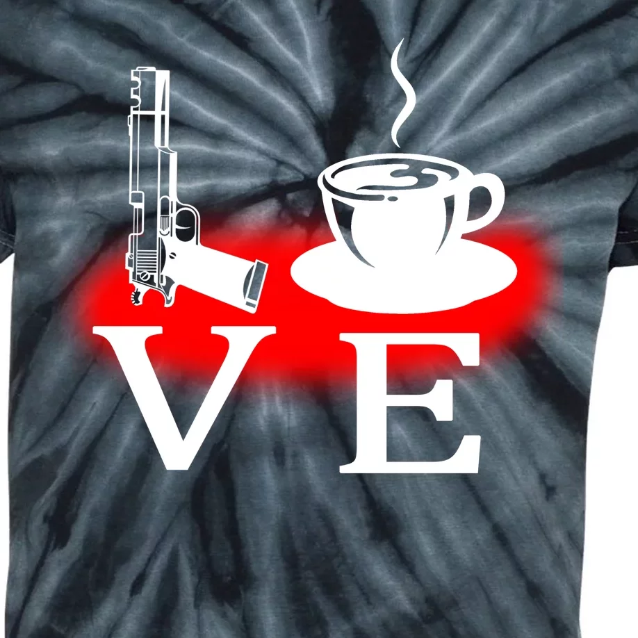 Love Coffee And Guns Kids Tie-Dye T-Shirt