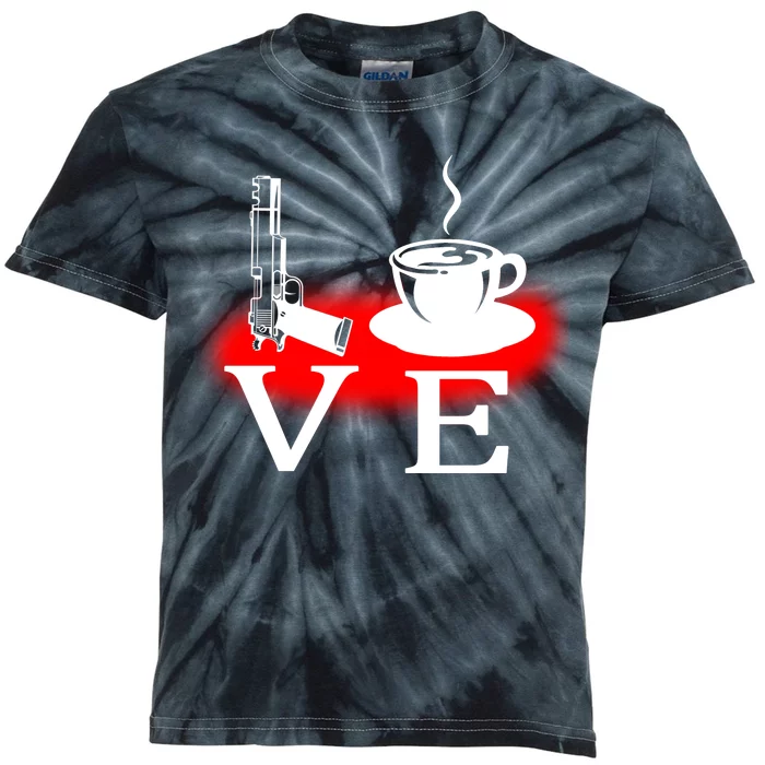 Love Coffee And Guns Kids Tie-Dye T-Shirt