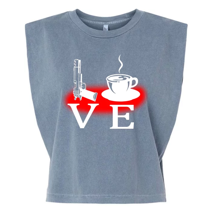 Love Coffee And Guns Garment-Dyed Women's Muscle Tee