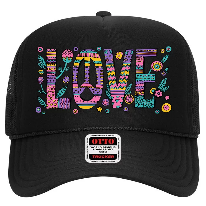 Love Crazy Wild Pattern High Crown Mesh Trucker Hat