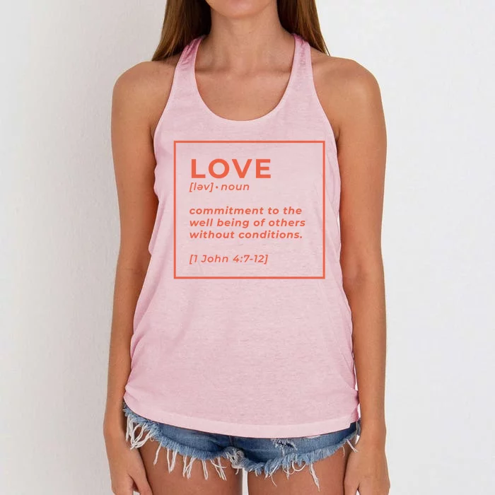 Love Definition John 4:7-12 Women's Knotted Racerback Tank