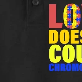 Love Doesn't Count Chromosomes Down Syndrome Dry Zone Grid Performance Polo