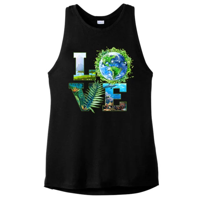 LOVE Earth Day Celebration Ladies Tri-Blend Wicking Tank