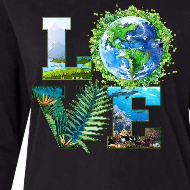 LOVE Earth Day Celebration Womens Cotton Relaxed Long Sleeve T-Shirt