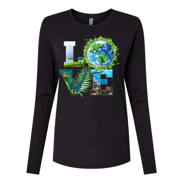 LOVE Earth Day Celebration Womens Cotton Relaxed Long Sleeve T-Shirt