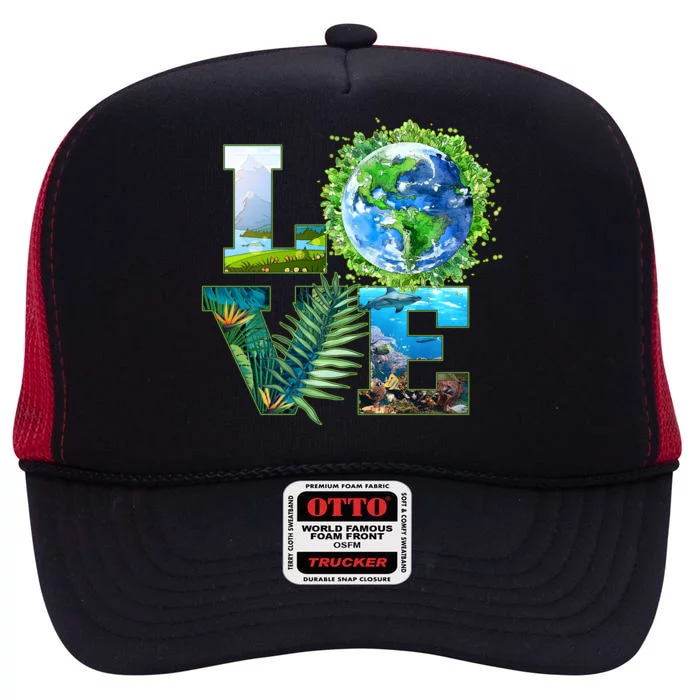 LOVE Earth Day Celebration High Crown Mesh Trucker Hat