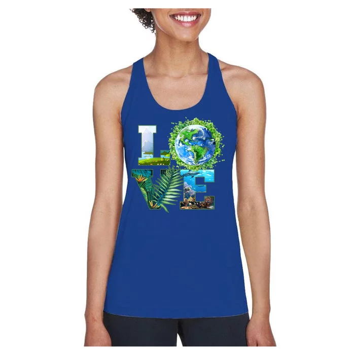 LOVE Earth Day Celebration Women's Racerback Tank