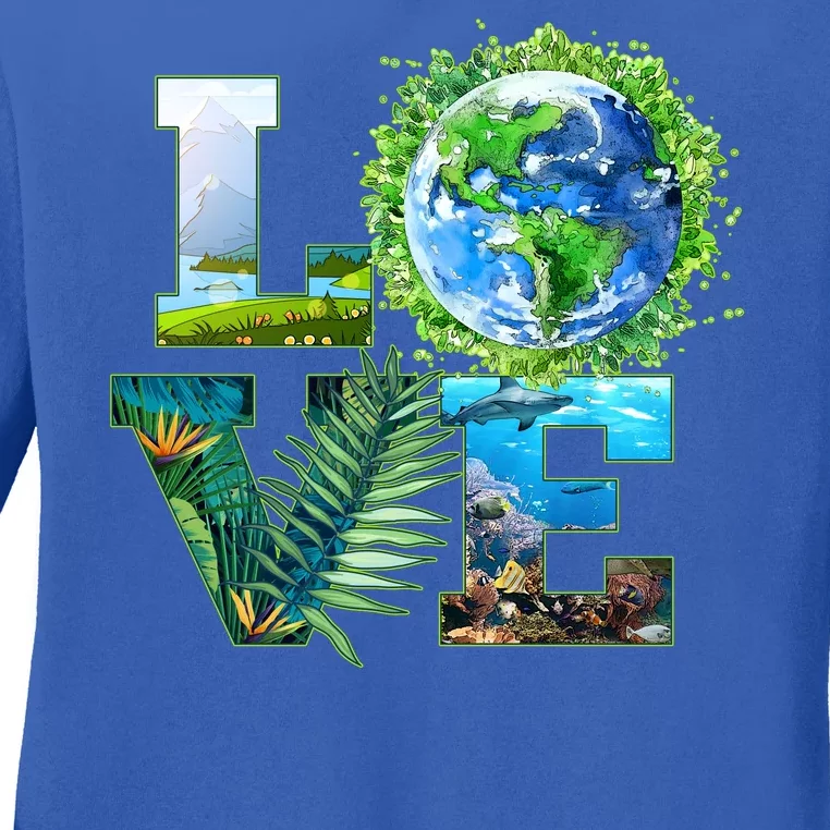 LOVE Earth Day Celebration Ladies Long Sleeve Shirt