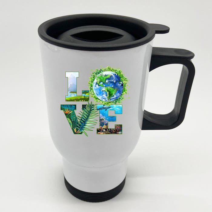 LOVE Earth Day Celebration Front & Back Stainless Steel Travel Mug