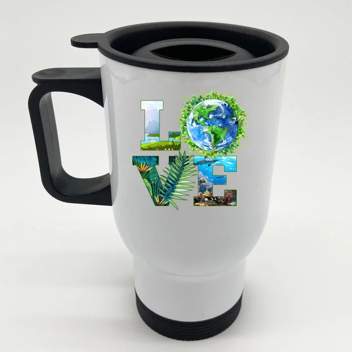 LOVE Earth Day Celebration Front & Back Stainless Steel Travel Mug