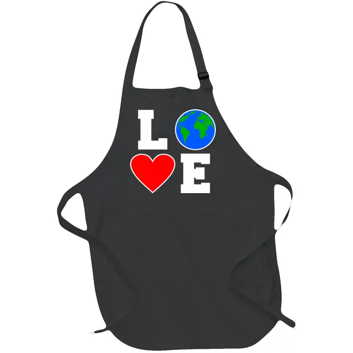 Love Earth Day Globe Heart Science Full-Length Apron With Pocket