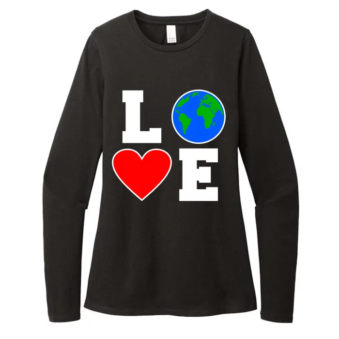 Love Earth Day Globe Heart Science Womens CVC Long Sleeve Shirt