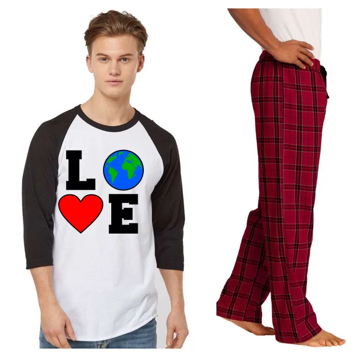 Love Earth Day Globe Heart Science Raglan Sleeve Pajama Set