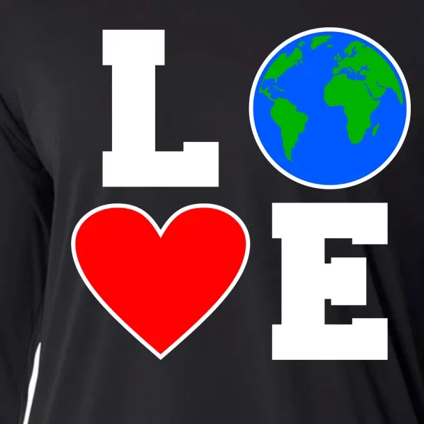 Love Earth Day Globe Heart Science Cooling Performance Long Sleeve Crew