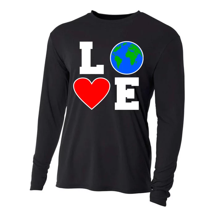 Love Earth Day Globe Heart Science Cooling Performance Long Sleeve Crew