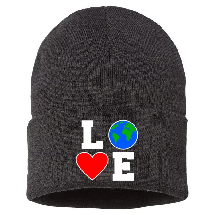 Love Earth Day Globe Heart Science Sustainable Knit Beanie