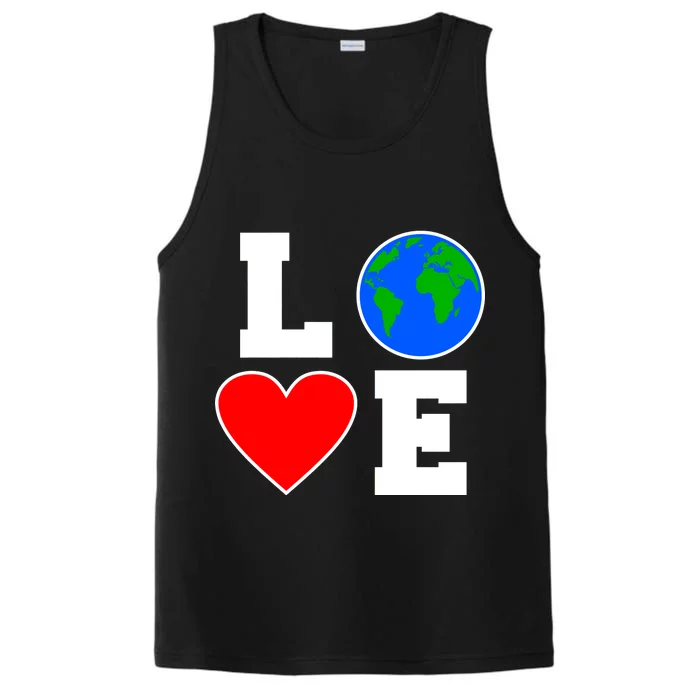 Love Earth Day Globe Heart Science Performance Tank