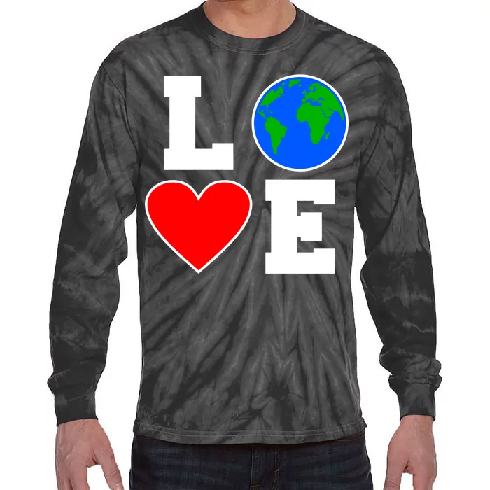 Love Earth Day Globe Heart Science Tie-Dye Long Sleeve Shirt