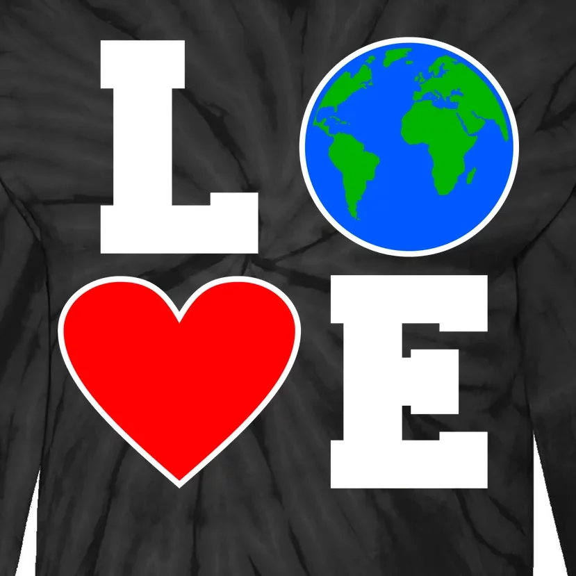 Love Earth Day Globe Heart Science Tie-Dye Long Sleeve Shirt