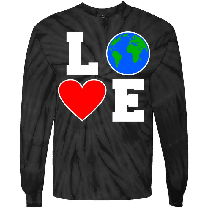 Love Earth Day Globe Heart Science Tie-Dye Long Sleeve Shirt