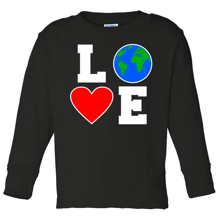 Love Earth Day Globe Heart Science Toddler Long Sleeve Shirt