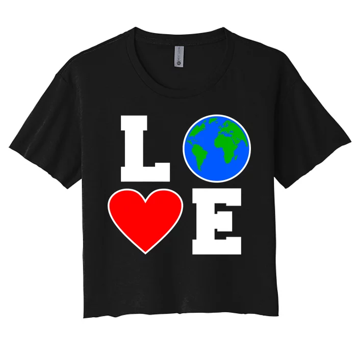 Love Earth Day Globe Heart Science Women's Crop Top Tee