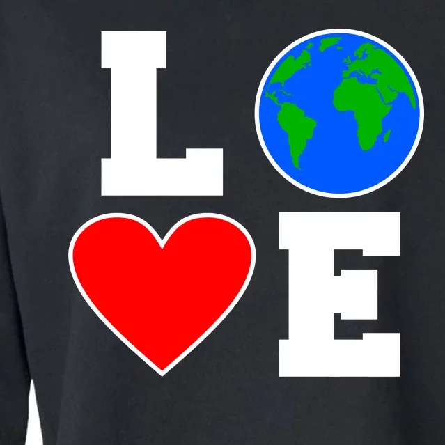 Love Earth Day Globe Heart Science Cropped Pullover Crew