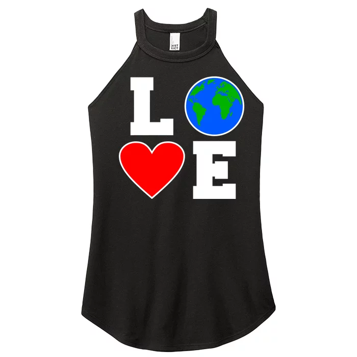 Love Earth Day Globe Heart Science Women’s Perfect Tri Rocker Tank