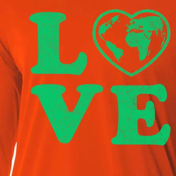 Love Earth Distressed Heart Cooling Performance Long Sleeve Crew