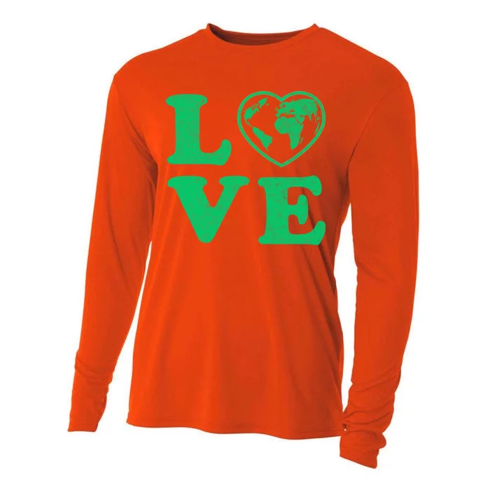 Love Earth Distressed Heart Cooling Performance Long Sleeve Crew