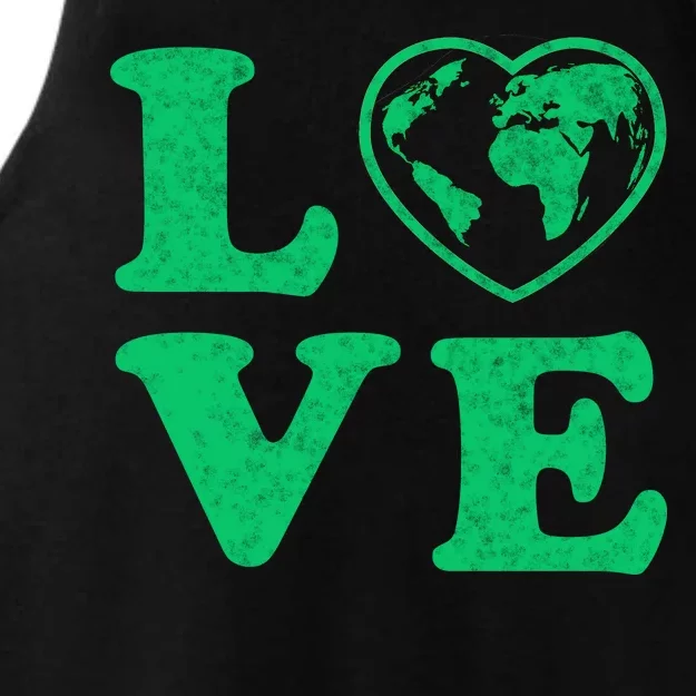 Love Earth Distressed Heart Ladies Tri-Blend Wicking Tank