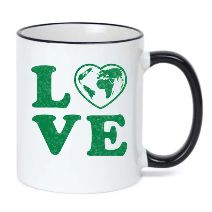 Love Earth Distressed Heart Black Color Changing Mug