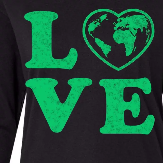 Love Earth Distressed Heart Womens Cotton Relaxed Long Sleeve T-Shirt