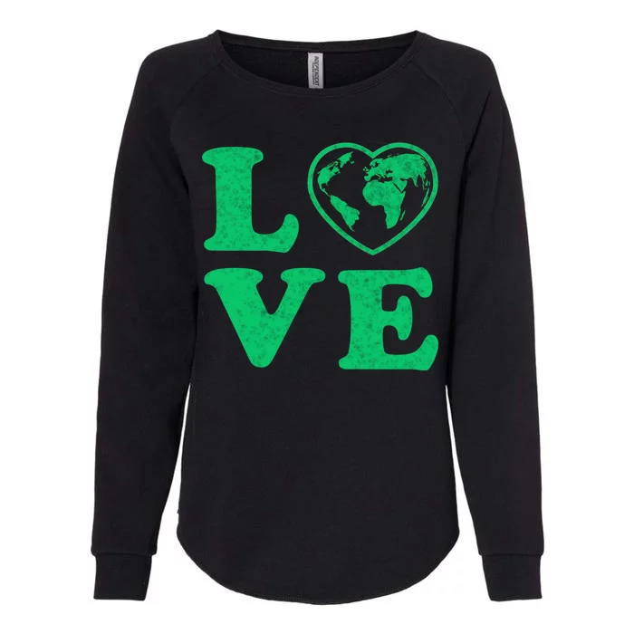 Love Earth Distressed Heart Womens California Wash Sweatshirt