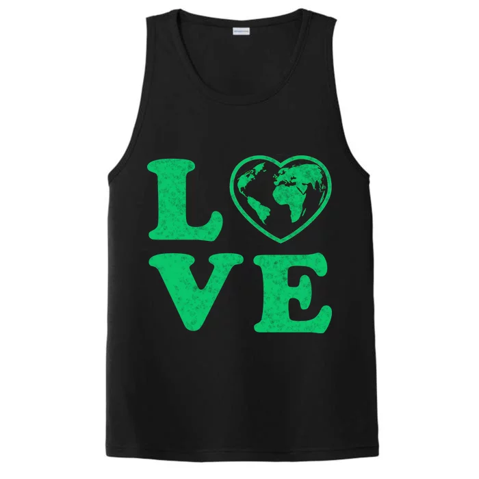 Love Earth Distressed Heart Performance Tank