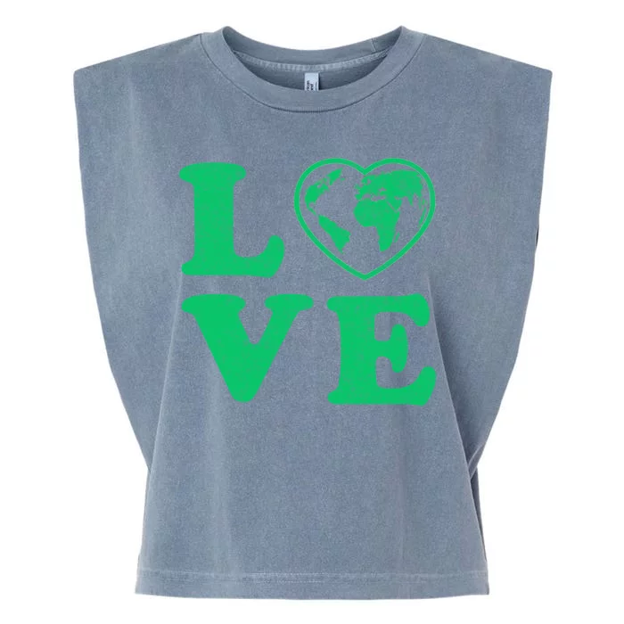 Love Earth Distressed Heart Garment-Dyed Women's Muscle Tee