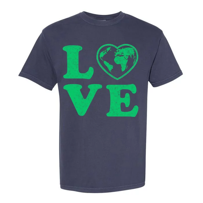 Love Earth Distressed Heart Garment-Dyed Heavyweight T-Shirt