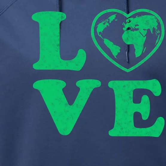 Love Earth Distressed Heart Performance Fleece Hoodie