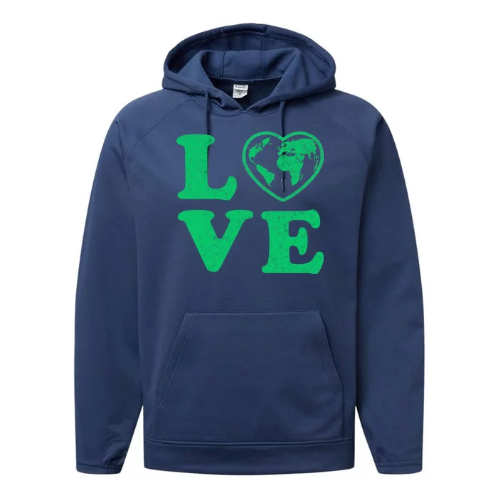 Love Earth Distressed Heart Performance Fleece Hoodie