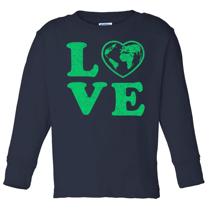 Love Earth Distressed Heart Toddler Long Sleeve Shirt