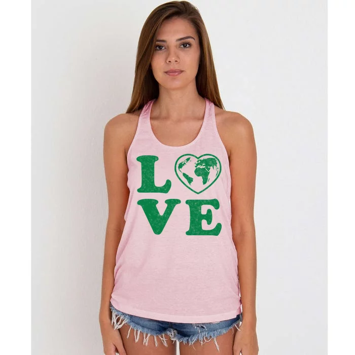 Love Earth Distressed Heart Women's Knotted Racerback Tank