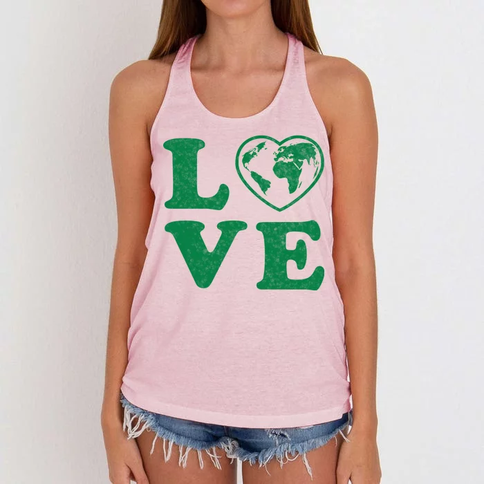 Love Earth Distressed Heart Women's Knotted Racerback Tank