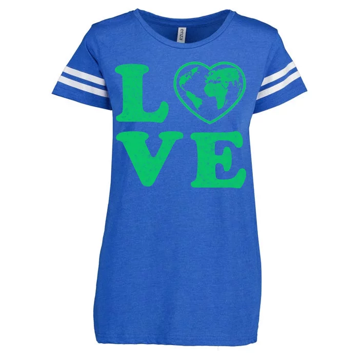 Love Earth Distressed Heart Enza Ladies Jersey Football T-Shirt