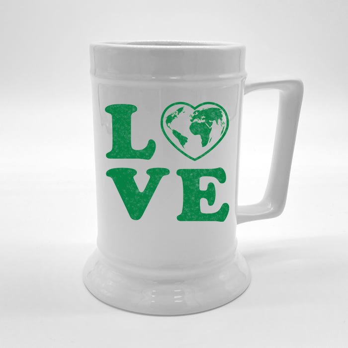 Love Earth Distressed Heart Front & Back Beer Stein