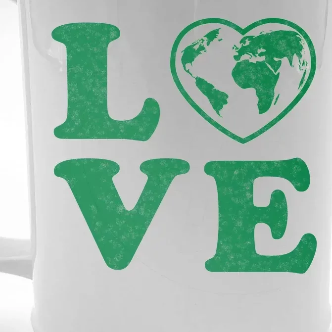 Love Earth Distressed Heart Front & Back Beer Stein