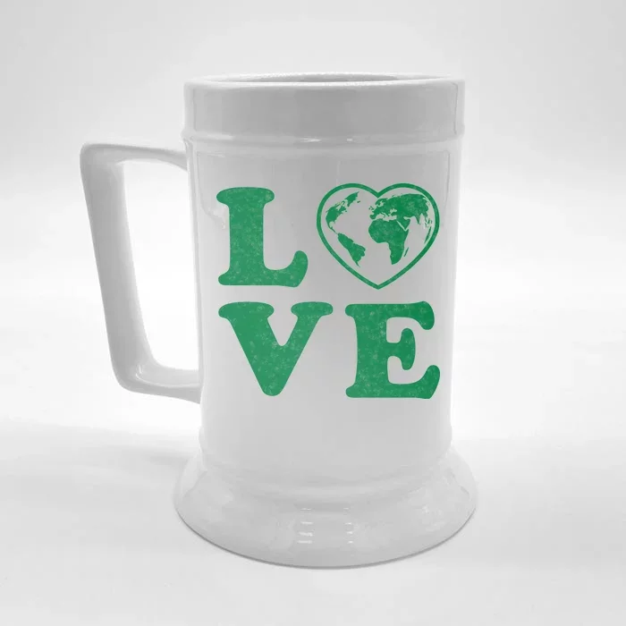 Love Earth Distressed Heart Front & Back Beer Stein