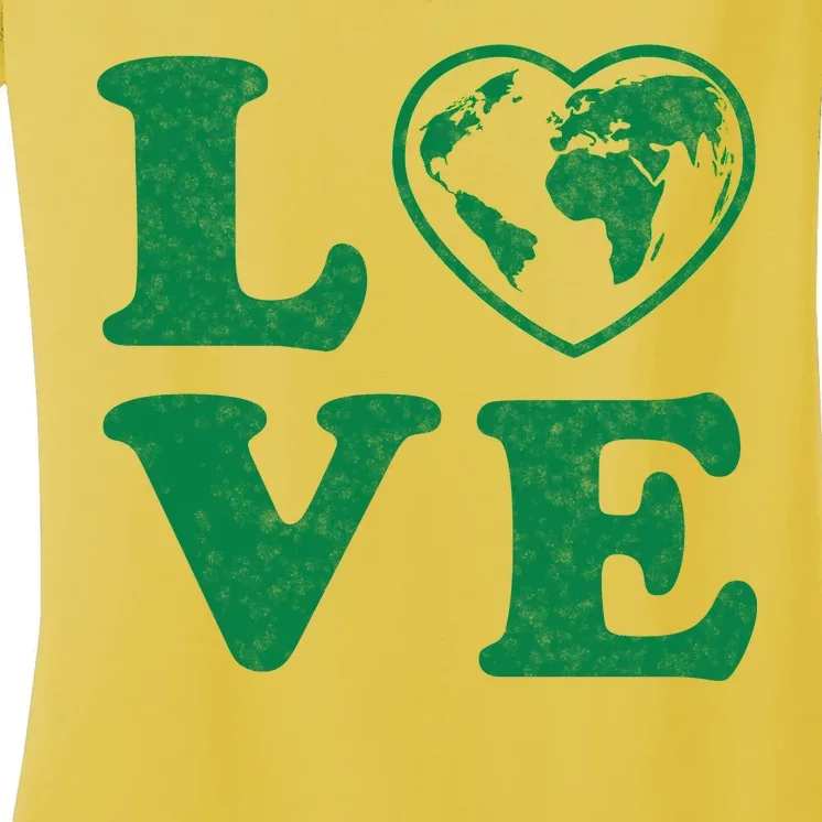 Love Earth Distressed Heart Women's V-Neck T-Shirt