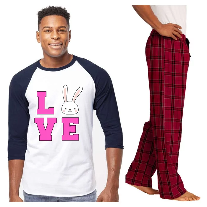 Love Easter Bunny Cute Raglan Sleeve Pajama Set